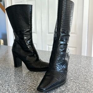 Via Spiga Black embossed boots.